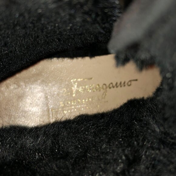 Vintage FERRAGAMO Fur-Lined Suede Lace-Up Ankle Boots with Vibram Sole 7.5B - Picture 7 of 11